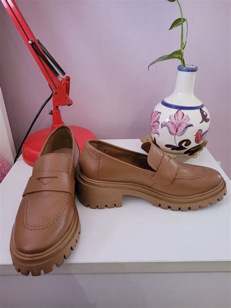 Mocassim Couro Nude Tratorado Sapato Feminino Monop Lio Usado Enjoei