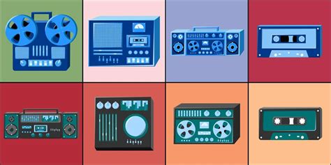 Premium Vector Set Of Icons Old Retro Vintage Hipster Tech Electronics Cassette Audio Tape