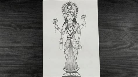 How To Draw Maa Laxmi Step By Step Laxmi Ji Puja Drawing Dhanteras Pencil Drawing Pencil