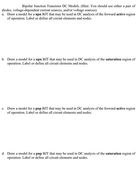 Solved Bipolar Junction Transistor Dc Models Hint You Chegg