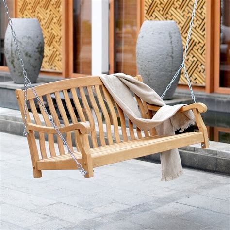 Cambridge Casual Colton Teak Wood Porch Swing Durable Outdoor Swing