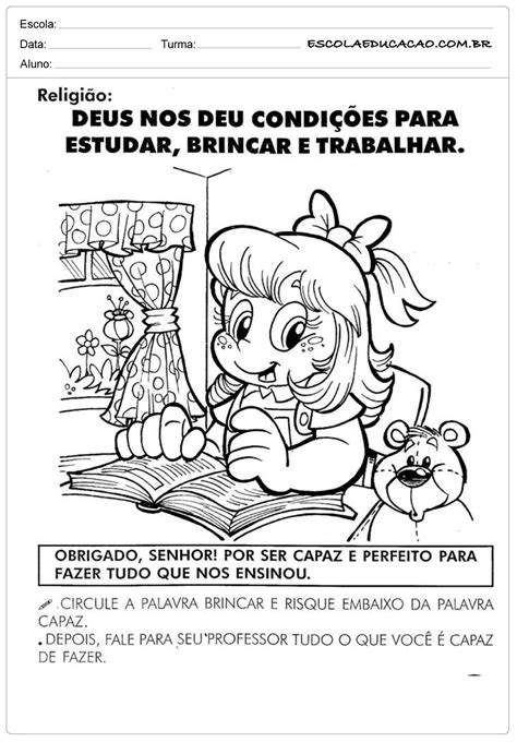 Atividades De Ensino Religioso Para Imprimir In Ditas