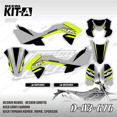 Jual Stiker Sticker Decal Motor Kawasaki Klx 150 Bf Motif Simpel Abu