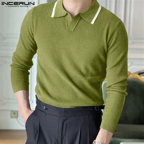 Perfectly Incerun Men S Casual Simple Knit Solid Long Sleeve Lapel