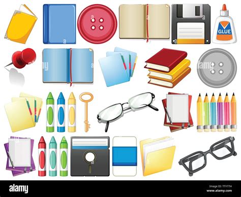 Set Of Stationary Object Illustration Stock Vector Image Art Alamy