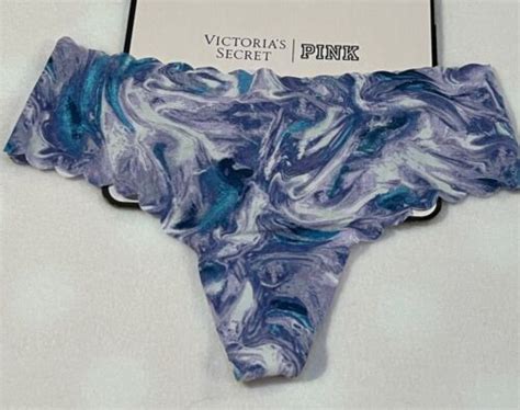 Victoria S Secret No Show Smooth Purple Blue Marble Tie Dye Thong Panty