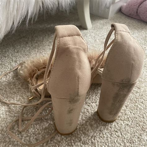 Simmi London Pink Nude Feather Lace Up Suede Depop