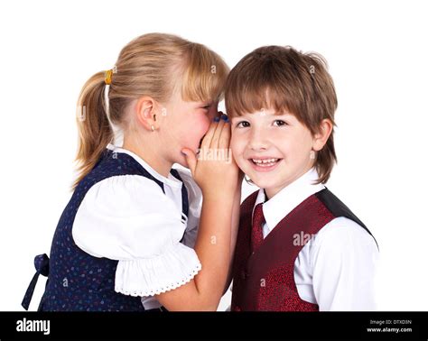 kids telling secrets stock photo alamy