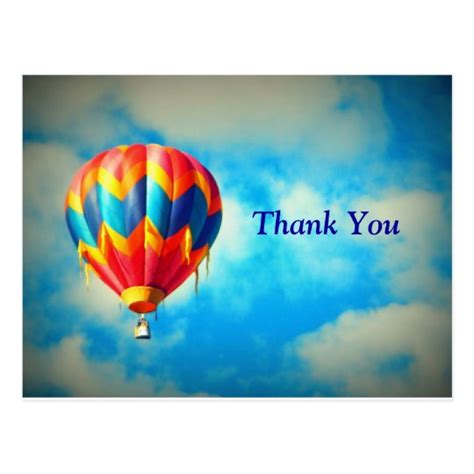 Hot Air Balloon Thank You Card Zazzle