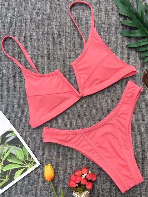 Sexy Triangle Bikini Beach Swimsuit Notched Women Bathing Suit Milanoo