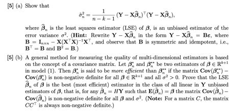 Solved 4 Consider A General Linear Model Y Xbe 1