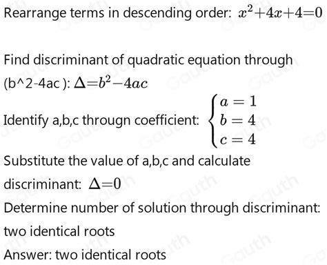 Solved 25 Nilai Diskriminan Persamaan Kuadrat X 2 4x 4 0 Adalah