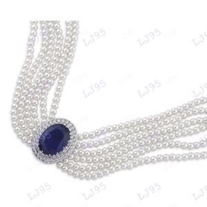 Princess Diana Choker Necklace 36ct Blue Sapphire Oval Cut Lab Diamond