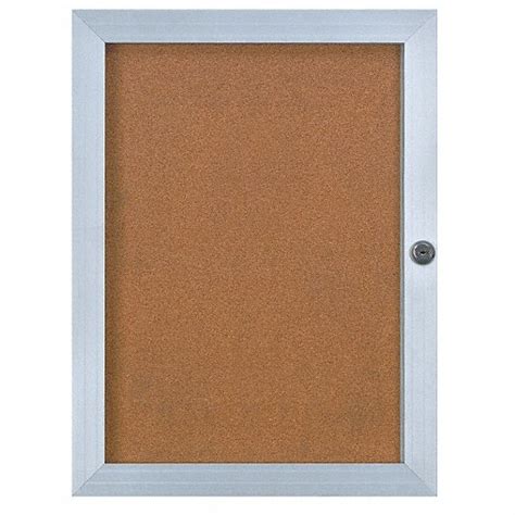 United Visual Products Cork 18 In Wd Enclosed Bulletin Board 6luv0 Uveb1824 Satin Cork