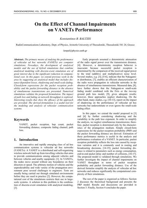 PDF On The Effect Of Channel Impairments On VANETs Performance