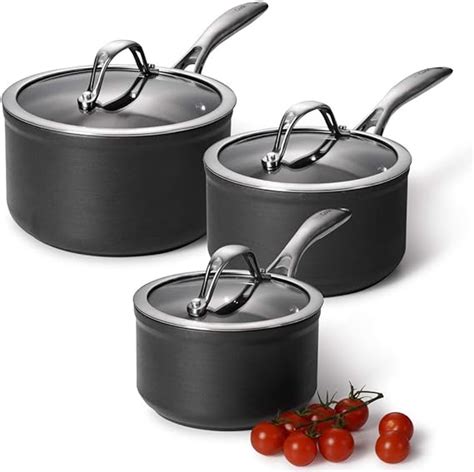 ProCook Professional Anodised Non Stick Saucepan Set 3 Piece