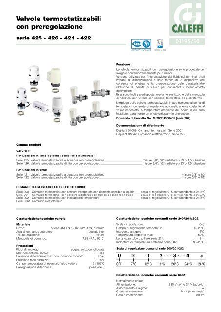 Valvole Termostatizzabili Con Preregolazione Caleffi