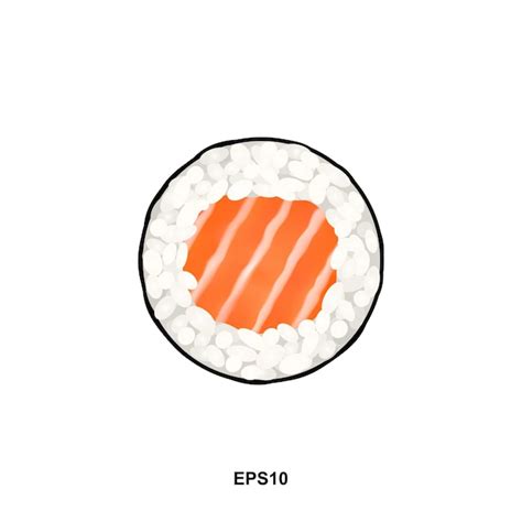 Lachs Sushi Rolle Vektor Illustration Hosomaki Susi D Nne Maki Sushi