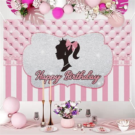 Buy Girl S Happy Birthday Backdrop Banner Glamour Pink Girl Make Up