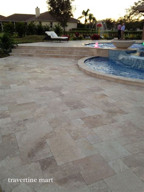 Ivory Swirl Travertine Pavers Tumbled French PatternTravertinemart