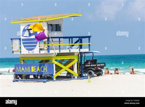 Miami Beach Florida Atlantic Ocean Water Lifeguard Tower Stand Ocean