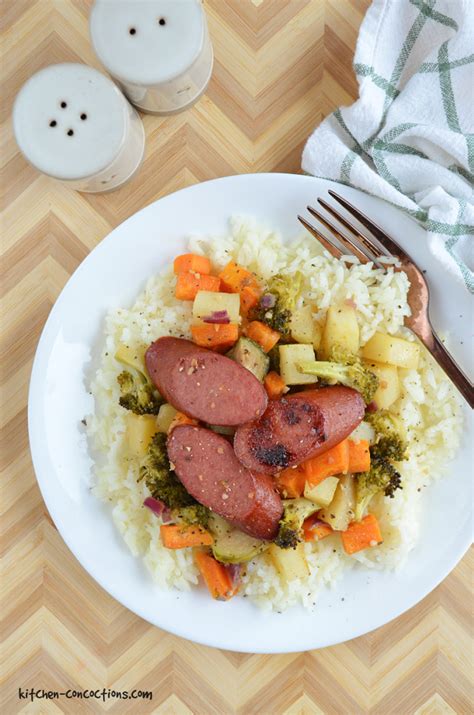 Maple Dijon Roasted Sausage And Veggies Pictures Kitchen Concoctions