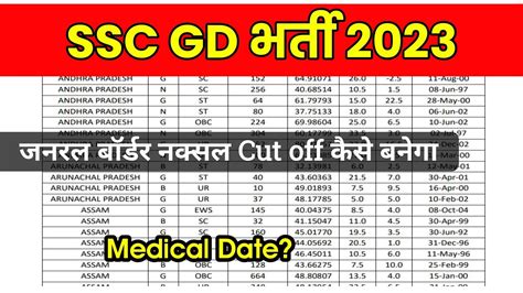 Ssc Gd Final Cut Off Ssc Gd Medical Date Ssc Gd Cut Off Gen