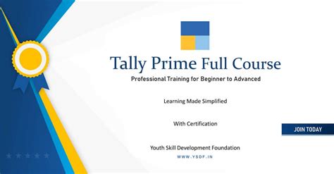 Certificate In Tally Prime Youth Skill University