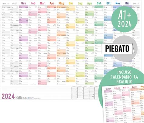 Calendario Da Parete Xxl A In Italiano X Cm Arcobaleno