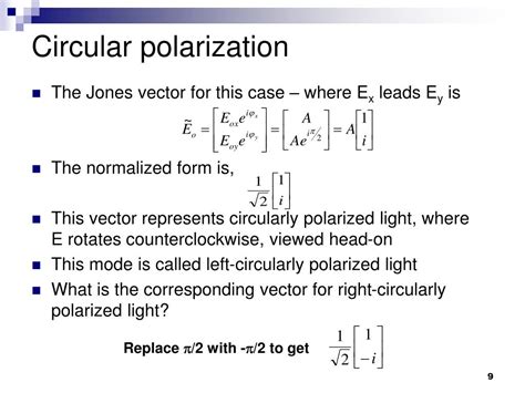 PPT - Polarization Jones vector & matrices PowerPoint Presentation - ID ...