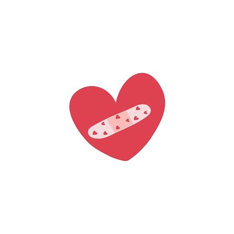 Premium Vector A Cute Heart With A Adhesive Bandage Flat Vector