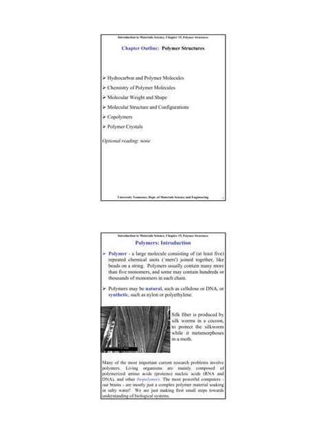 PDF Introduction To Materials Science Chapter 15 Polymers