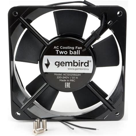 Вентилятор Gembird 120x120x25, AC, 220, подшипник, 2 pin, провод 30 см ...