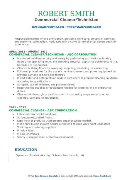 10 Commercial Cleaner Resume Samples And Templates For 2025