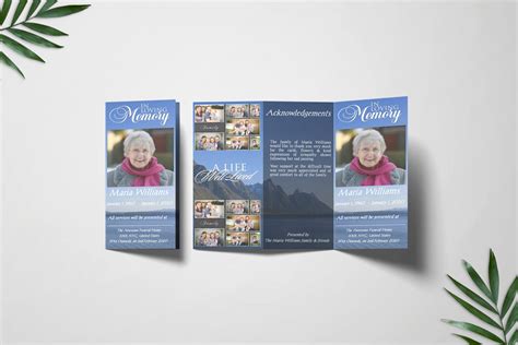 Ocean Trifold Funeral Program Template Ocean Trifold Funeral Program