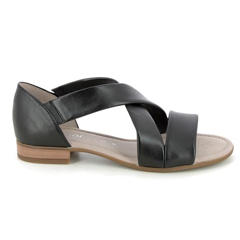 Gabor Sweetly Promise Black Leather Womens Flat Sandals