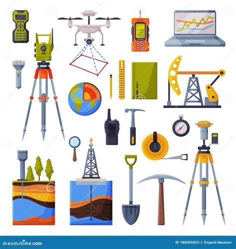 Geodesy Equipment Vector Illustration. Measuring Instruments In Flat ...