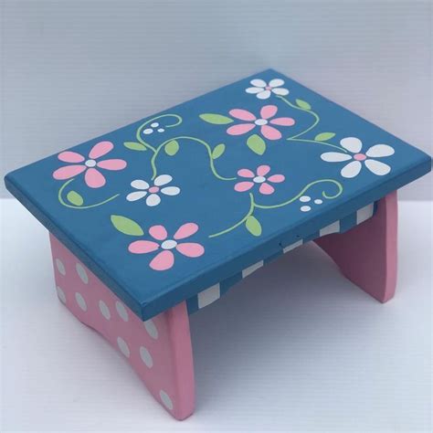 Kidtoddler Step Stool Painted Stool Wood Stool Painting Furniture