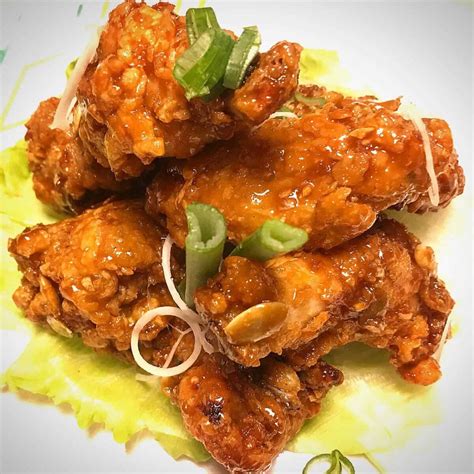 Korean Food Photo Honey Butter Fried Chicken On