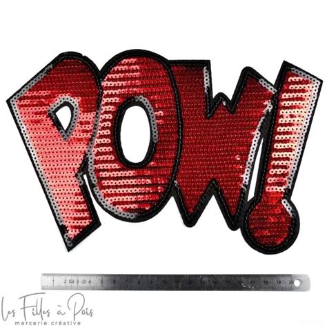 Ecusson Sequin POW Thermocollant Vente En Ligne Couleur Rouge