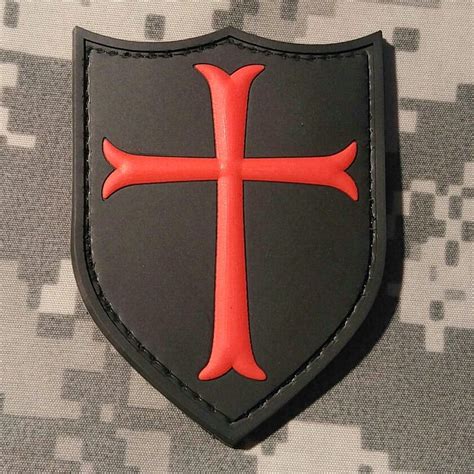 Knights Templar Cross Shield Pvc Morale Patch Velcro Morale Patch By