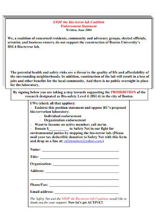 Sample Endorsement Statement Templates In Pdf Ms Word