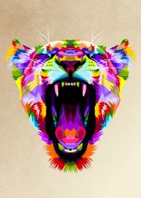 Angry Colorful Liones Poster By Peri Priatna Displate