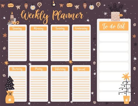 Premium Vector Christmas Weekly Planner Page Template To Do List