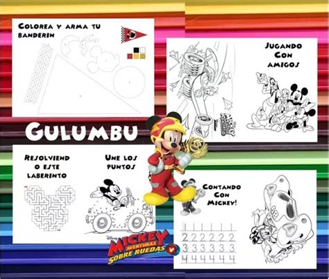 Mickey Sobre Ruedas Kit Imprimible Librito Para Colorear 2 1 750 En