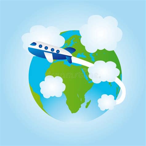 Cartoon Airplane Flying Around World Stock Illustrations 263 Cartoon