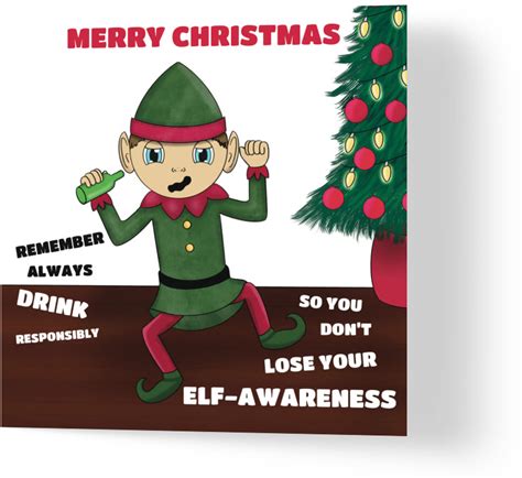 Merry Christmas Funny Elf Drinking Wuzci