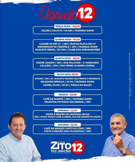 Confira A Agenda Desta Semana Do Candidato A Prefeito Zito Rolim E Seu