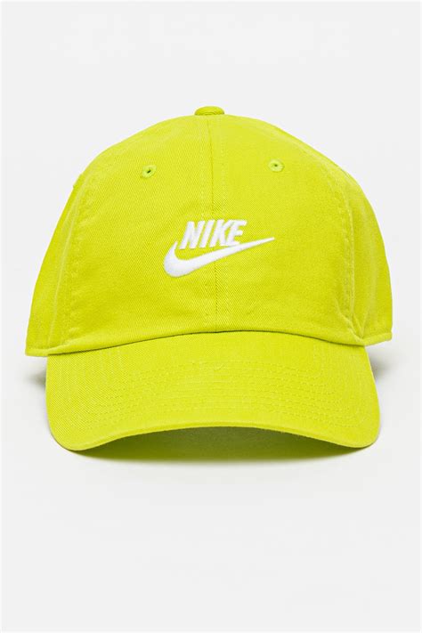 Nike, Унисекс регулируема шапка Futura с бродирано лого, Лайм зелено ...