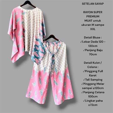 Jual SETELAN SAYAP RAYON PREMIUM BAJU BALI JUMBO ONE SET WAKA MOTIF